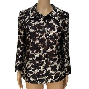 Talbots vintage Animal Print Jacket blazer Silk/Wool Lined Fitted Career size 4